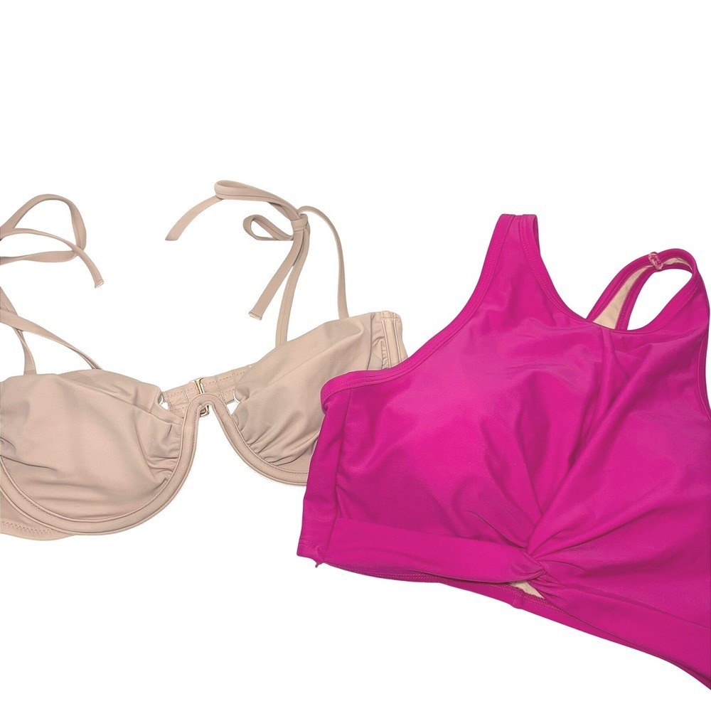 NWOT Target Swimwear Bundle Shade & Shore Kona Sol Small Bikini Tops Pink Beige